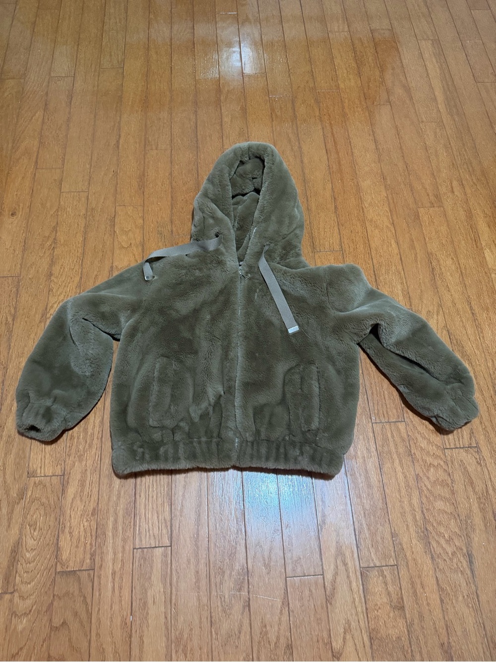 Zara Plush Hooded Jacket - Brown